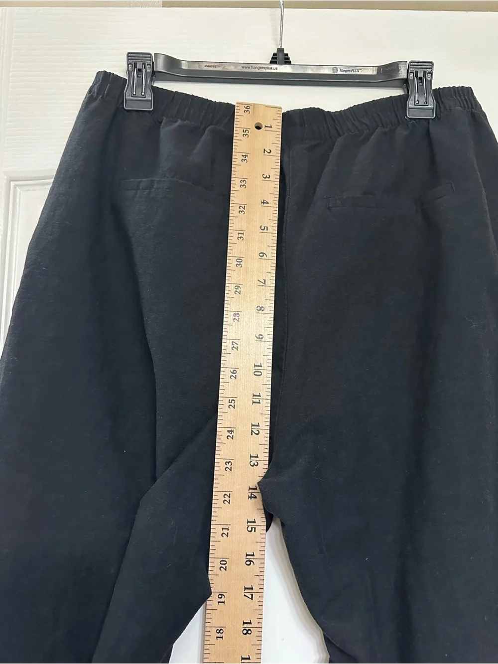 H&M Linen Blend Wide Leg Pants Womens M Black Pull On Elastic Waist Resort